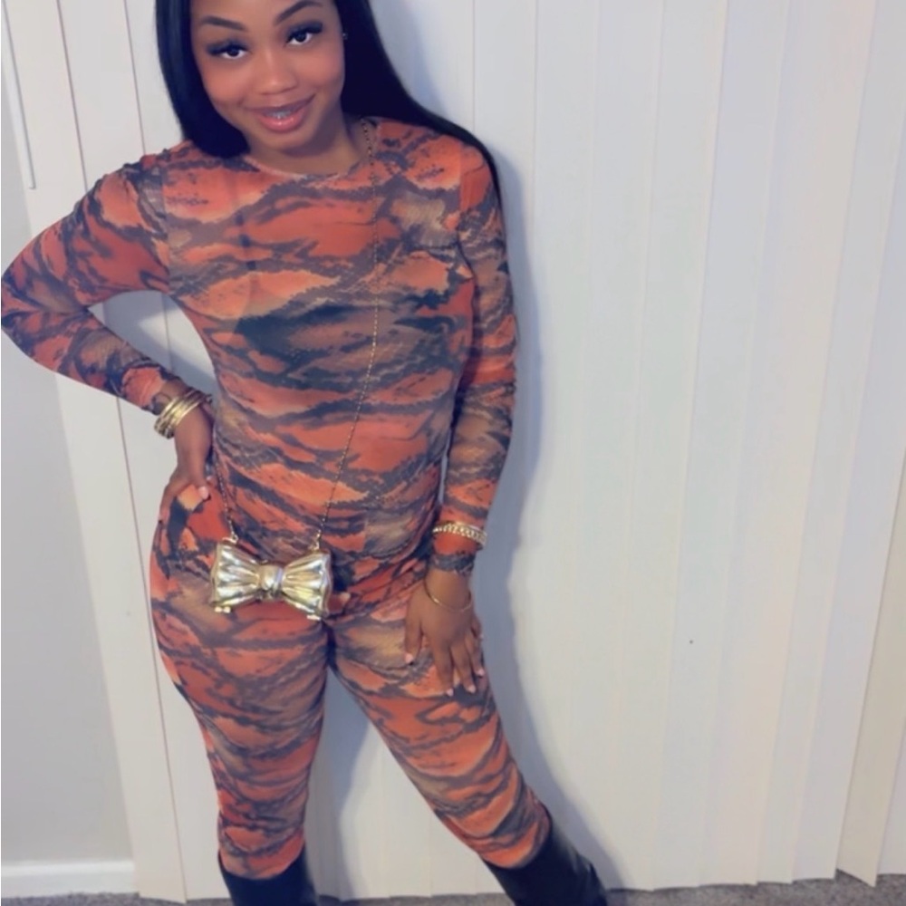Orange and Black Camouflage Jumpsuit